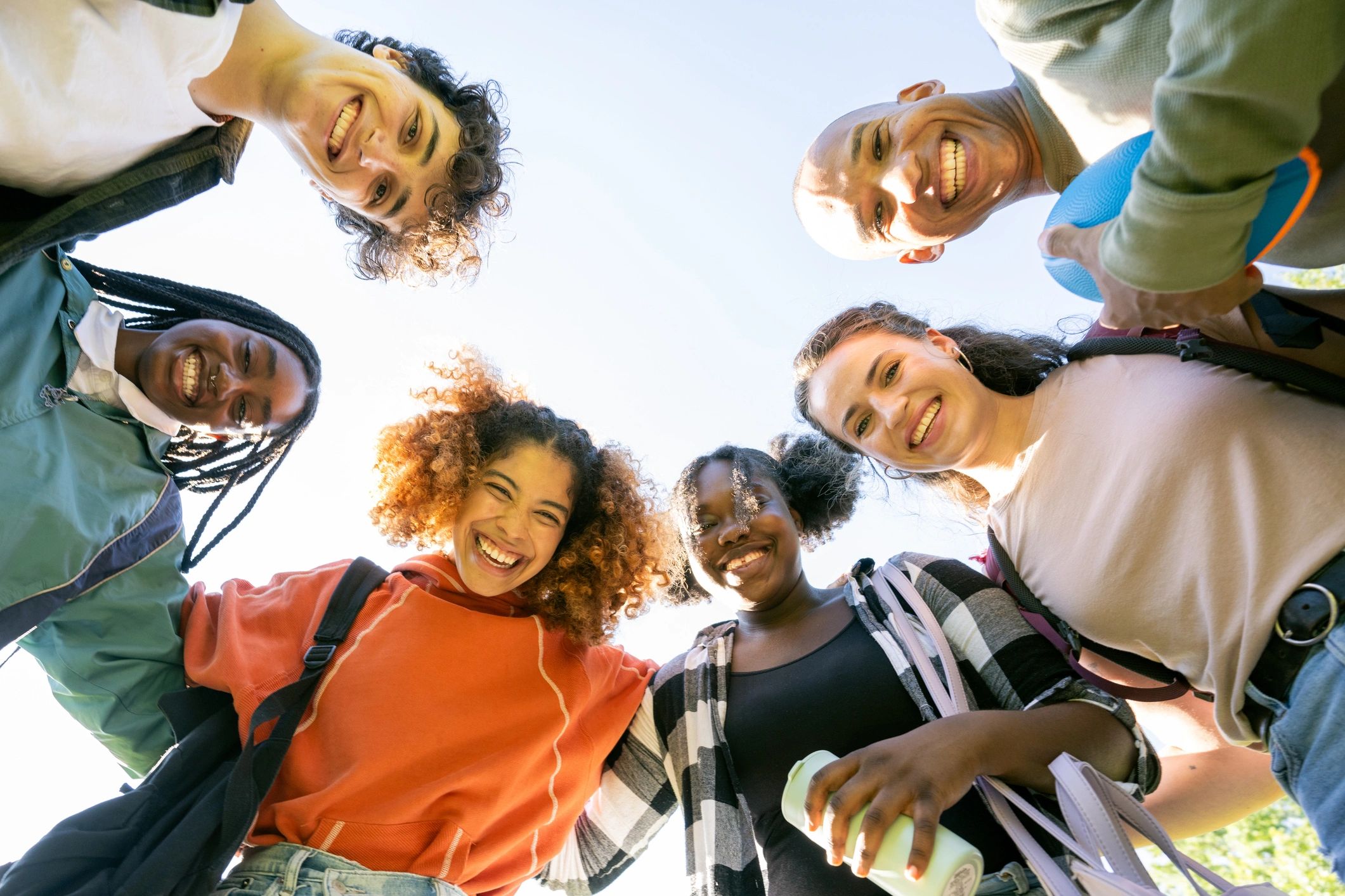 Youth group gathered together outdoors