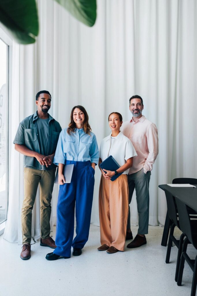 Diverse Business Team Collaborating Together in Modern Office Setting